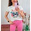 Camiseta Blanca Calavera Flores Rositas